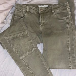 Zara light army green skinny jeans